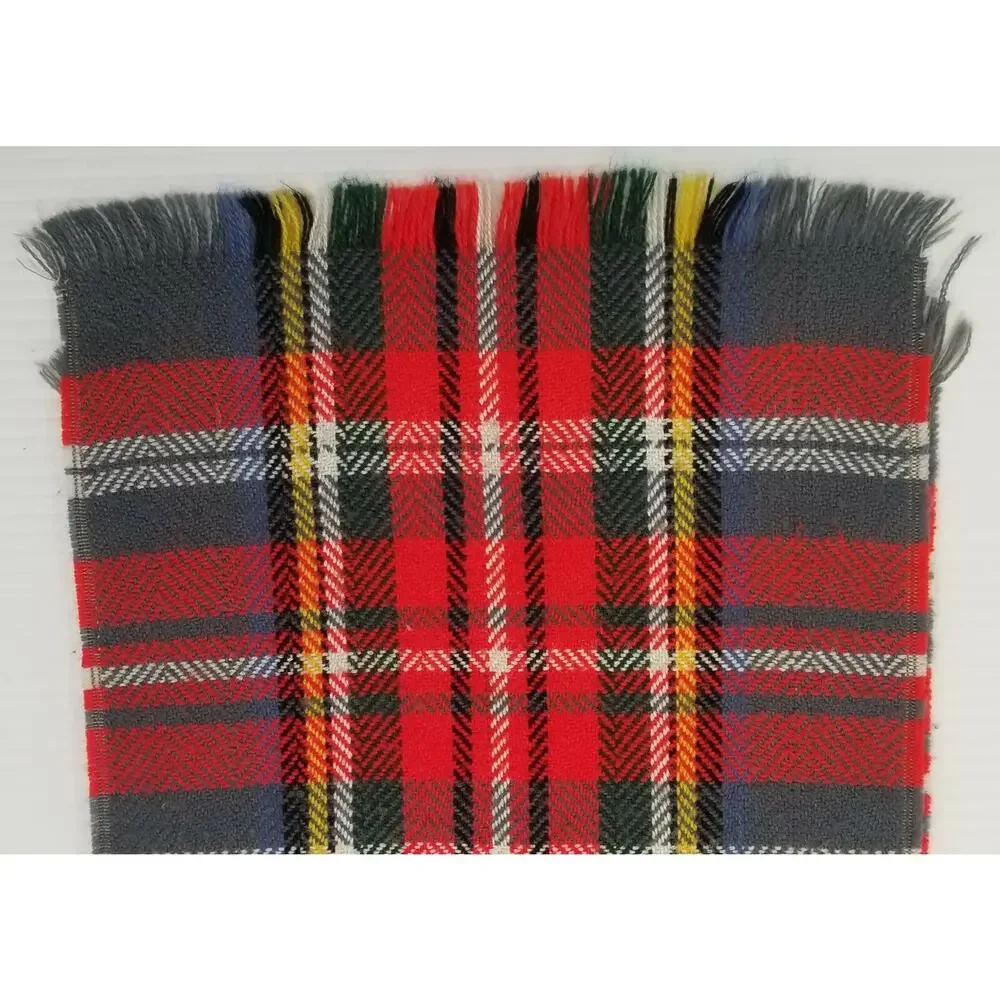II) Women's Tartan Plaid Checkered Fringed Tassel Scarf Red Black